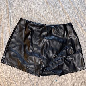 Leather asymmetrical skort